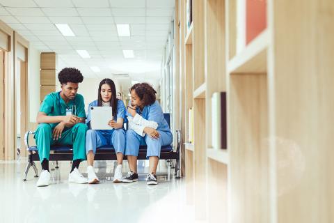 3 Medical students studying