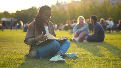 person outside reading